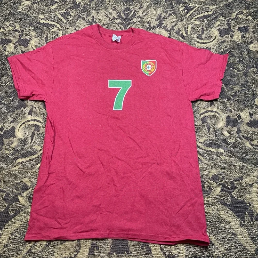 Vtg Y2K Portugal Futbol Soccer Red T Shirt Mens Size Medium New - Picture 1 of 7